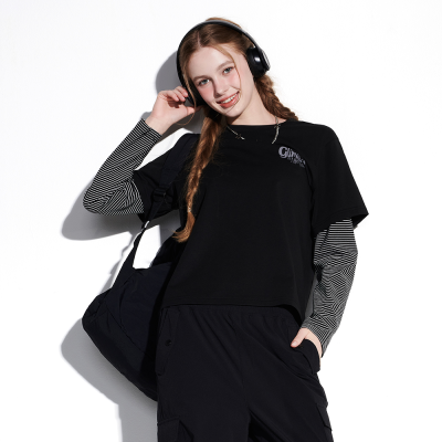 [틴톡] 여자 봄이월 레이어드소매라운드티(25QT451)