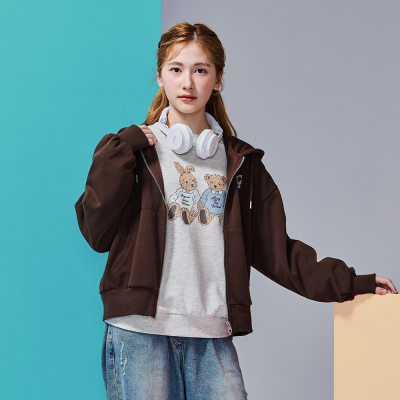 [에꼴리에] 여자 가을신상 더블직 세미크롭 후드점퍼(25C1751)