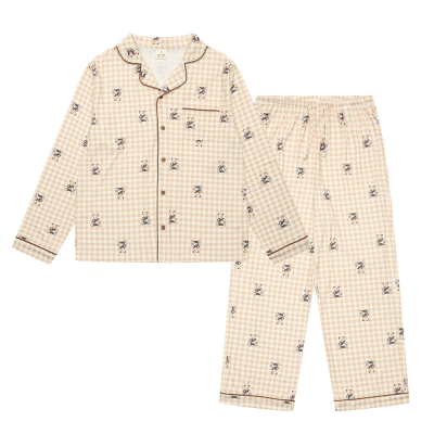 [틴톡] 여자 봄이월 체크베어프린트파자마세트(25QR751)