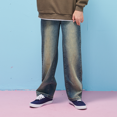 [에꼴리에] 남자 봄이월 세미와이드 롱브러쉬 빈티지진(25C0208)