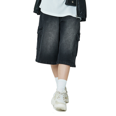 [소이] 여자 봄이월 6.5부원턱카고버뮤다블랙진(25F0292)