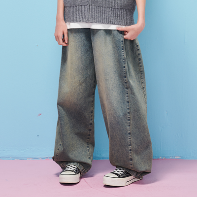 [에꼴리에] 여자 봄이월 사이드폴딩 빈티지블루진(25C5254)