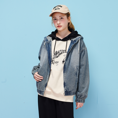 [에꼴리에] 여자 가을신상 빈티지블루 후드데님점퍼(25C5151)