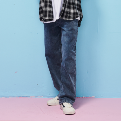 [에꼴리에] 남녀공용 봄이월 스트레이트 딥블루워싱진(25C0207)