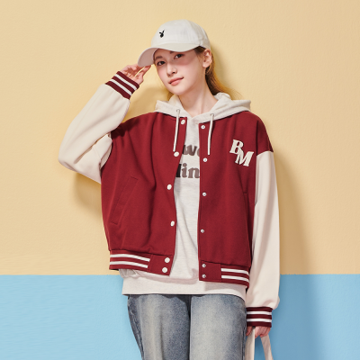 [에꼴리에] 여자 가을신상 세미크롭 와인바시티점퍼(25C0152)