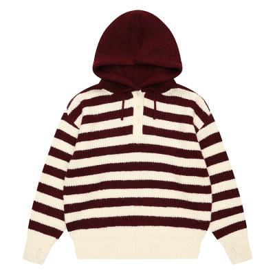 [소이] 여자 겨울신상 와인스트라이프후드니트티(25W5083)