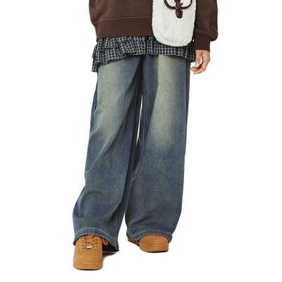 [소이] 여자 겨울신상 밑단스냅와이드기모 빈티지진(25W0257)