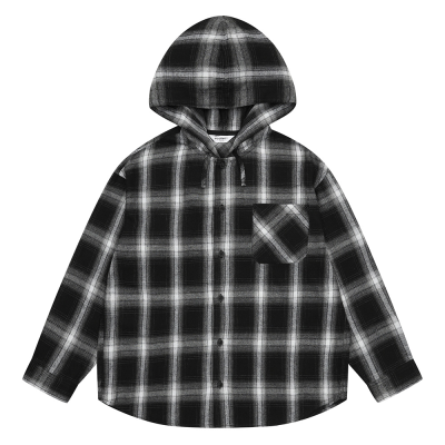 [에꼴리에] 남녀공용 봄신상 루즈핏 후드체크 셔츠(26A5333)