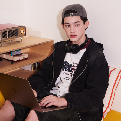 [에꼴리에] 남자 봄신상 빈티지 워싱 후드 데님점퍼(26A5101)