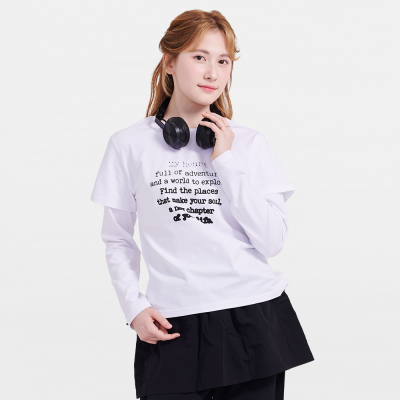 [에꼴리에] 여자 봄신상 빈티지레터링 반팔레이어드티(26A1457)