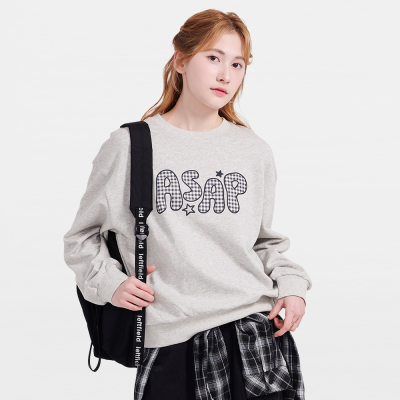 [에꼴리에] 여자 봄신상 체크프린트맨투맨티(26A1456)