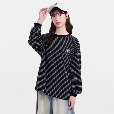 [에꼴리에] 여자 봄신상 오버핏 스트라이프 라운드티(26A0451)