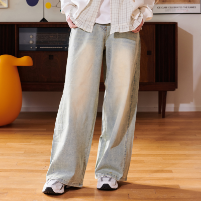 [에꼴리에] 여자 봄신상 절개와이드 빈티지 연청진(26A0254)