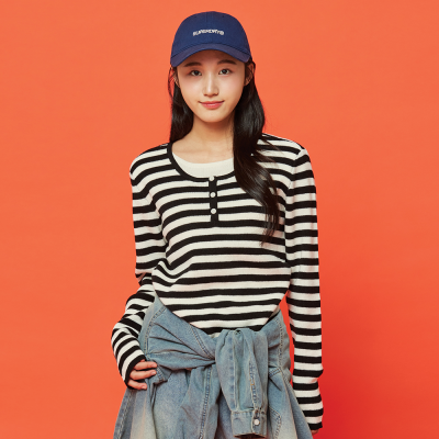 [소이] 여자 봄신상 레이어드 스트라이프 니트티 (26S5051)