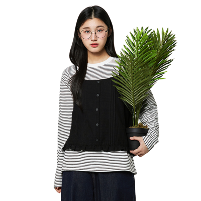 [소이] 여자 봄신상 라벨포인트 스트라이프티(26S0451)