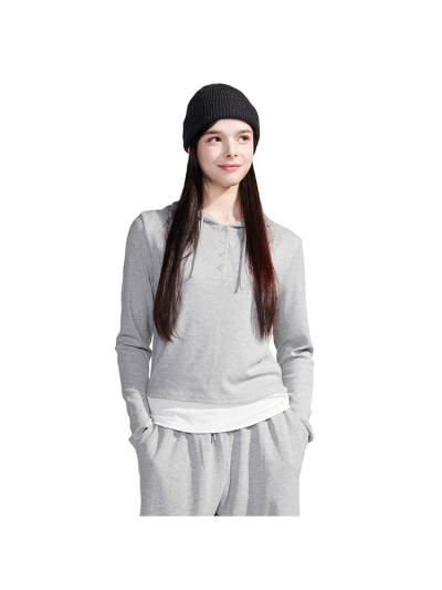 [틴톡] 여자 봄신상 반오픈 슬림 레이어드 후드티(26OT456)