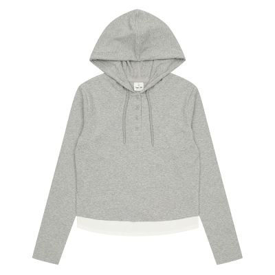 [틴톡] 여자 봄신상 반오픈 슬림 레이어드 후드티(26OT456)