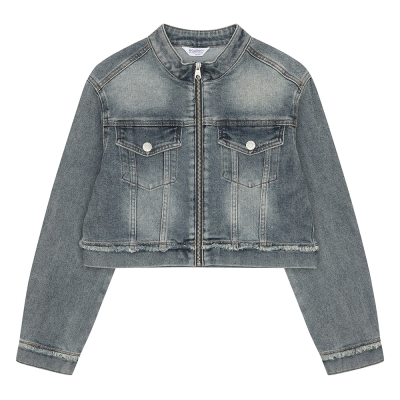 [에꼴리에] 여자 봄신상 빈티지 크롭 바이커 데님자켓(26A5551)