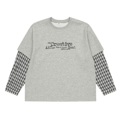 [소이] 남자 봄신상 체크소매배색레이어드티(26S3408)