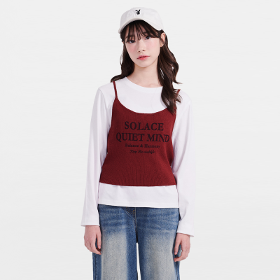 [에꼴리에] 여자 봄신상 티셔츠세트 골지니트뷔스티에(26A5083)