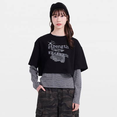 [에꼴리에] 여자 봄신상 빈티지프린팅반팔세트티(26A3459)