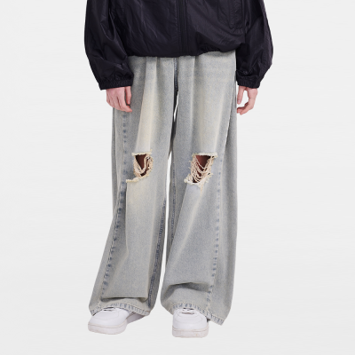 [에꼴리에] 여자 봄신상 사이드폴딩 무릎찢청 빈티지진(26A1254)