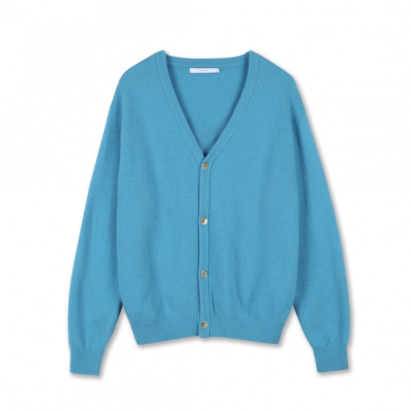 Raccoon V Neck Cardigan (Sky Blue)