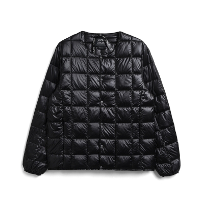 Crew Neck Button Down Jacket - Cire Black