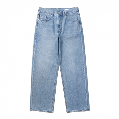 Loose Straight Denim Pants - Light Blue