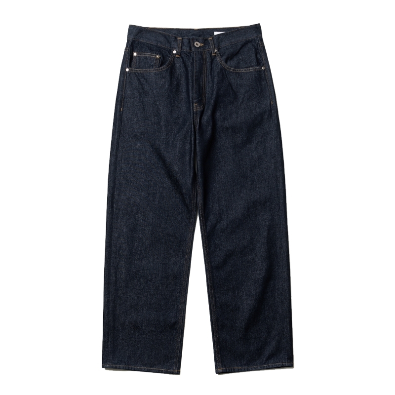 Loose Straight Denim Pants - Indigo