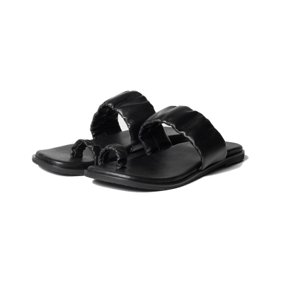 Wrinkle Leather Slippers - Black