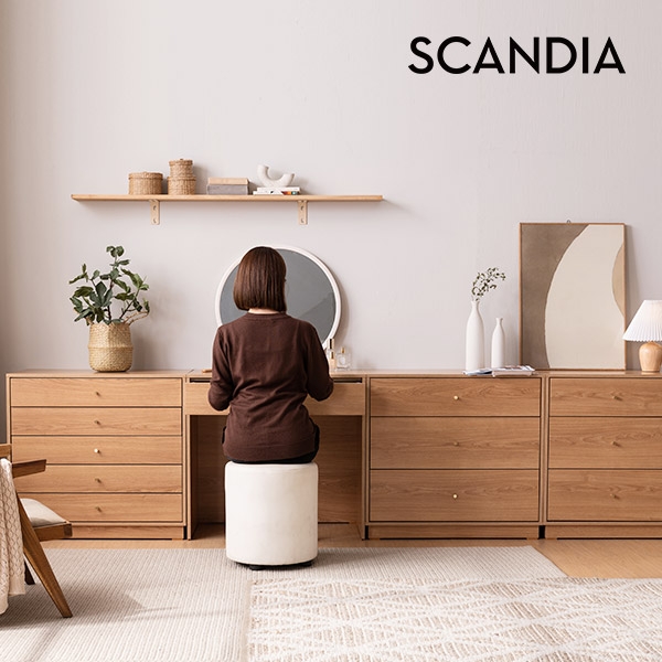 [스칸디아]알토 디자인 6단 와이드서랍장+수납 화장대 세트(E0등급)