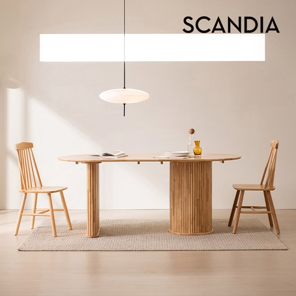 [스칸디아]모먼트 템바보드 식탁 테이블 세트(리움 원목의자2)