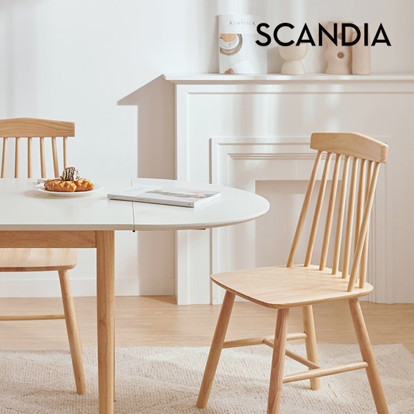 [스칸디아]오트 접이식 확장형 테이블 2인세트(A타입 의자2)