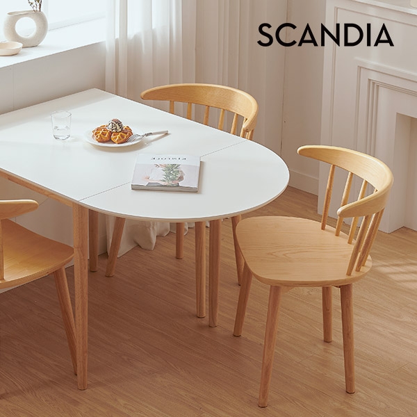 [스칸디아]오트 접이식 확장형 테이블 2인세트(A타입 의자2)