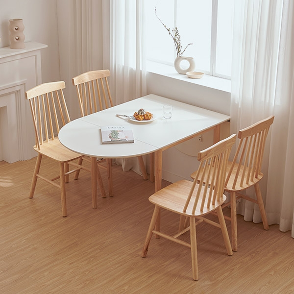 [스칸디아]오트 접이식 확장형 테이블 4인세트(A타입 의자4)