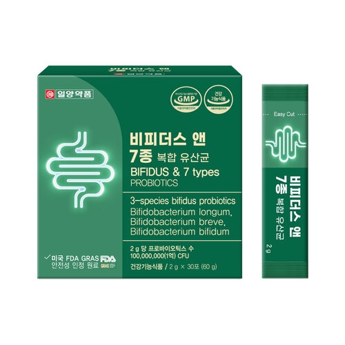 [일양약품] 비피더스앤 7종 복합유산균 2g*30포 x 1박스 (무료배송)