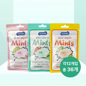 [오늘만!특가] 제로슈가 민츠캔디 30g*12입 x 3박스 (복숭아+라임패션후르츠+깔라몬딘오렌지블랙커런트향) (무료배송)