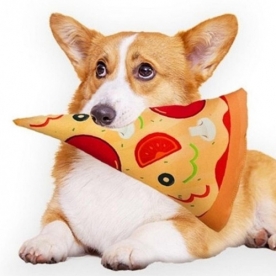 강아지 피자 올인원 삑삑이 쿠션 1P 애견 봉제 터그놀이 x 1개 (무료배송)