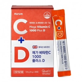 [휴럼] 메가 비타민C 1000 플러스 D 4g*30포 x 1박스 (무료배송)