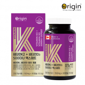 [3개월분] 오리진 비타민K2+비타민D3 5000IU 엑스퍼트 150mg*90캡슐 (뼈건강) (무료배송)