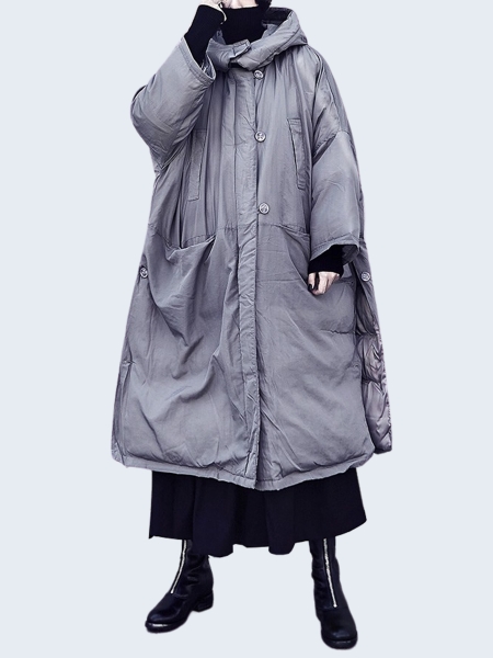 Oversized hooded cotton padded jacket