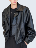 Simple short leather jacket
