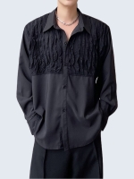 Pleated pattern mixed shirt