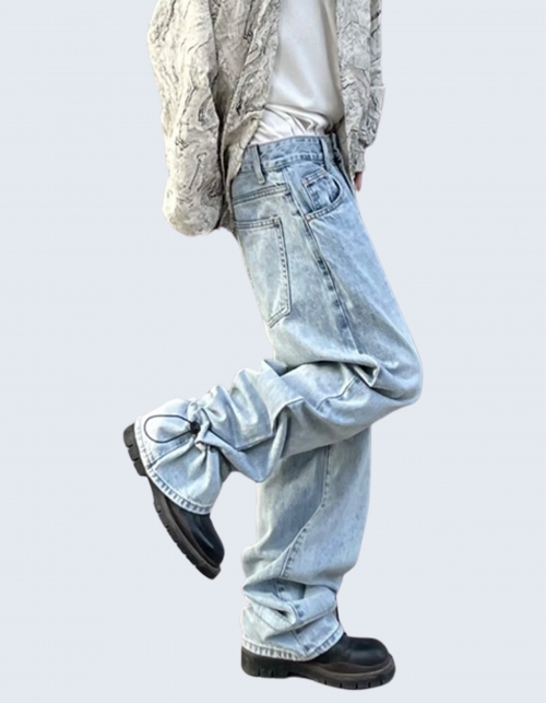 simple bendable wide denim pants