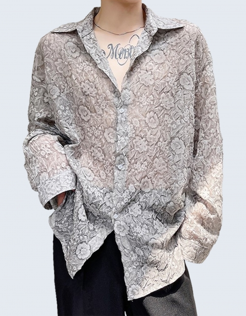 see-through flower pattern shirt