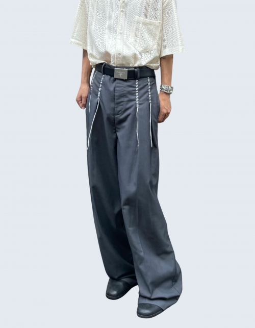 topstitching draped trousers