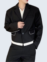 Flat Lapel Collar Short Jacket