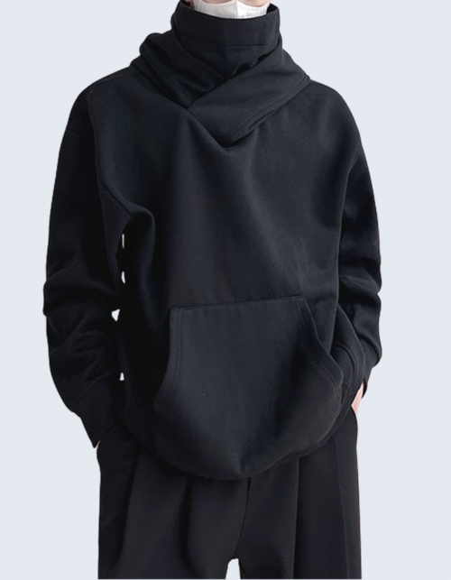 High Collar Crow Hooded Jacket