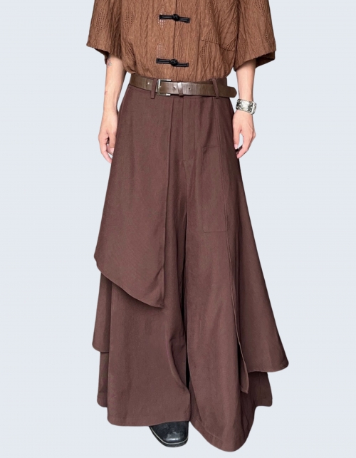 irregular spliced wide pants